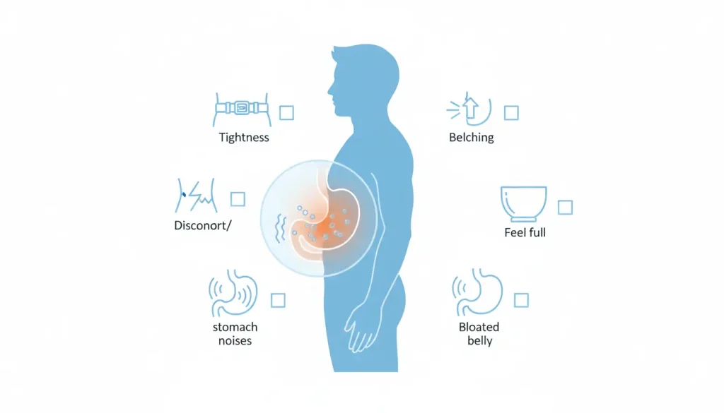 पेट क्यों फूलता है - पेट फूलने के लक्षण जैसे गैस, भारीपन, और डकार की पहचान करने का चित्र